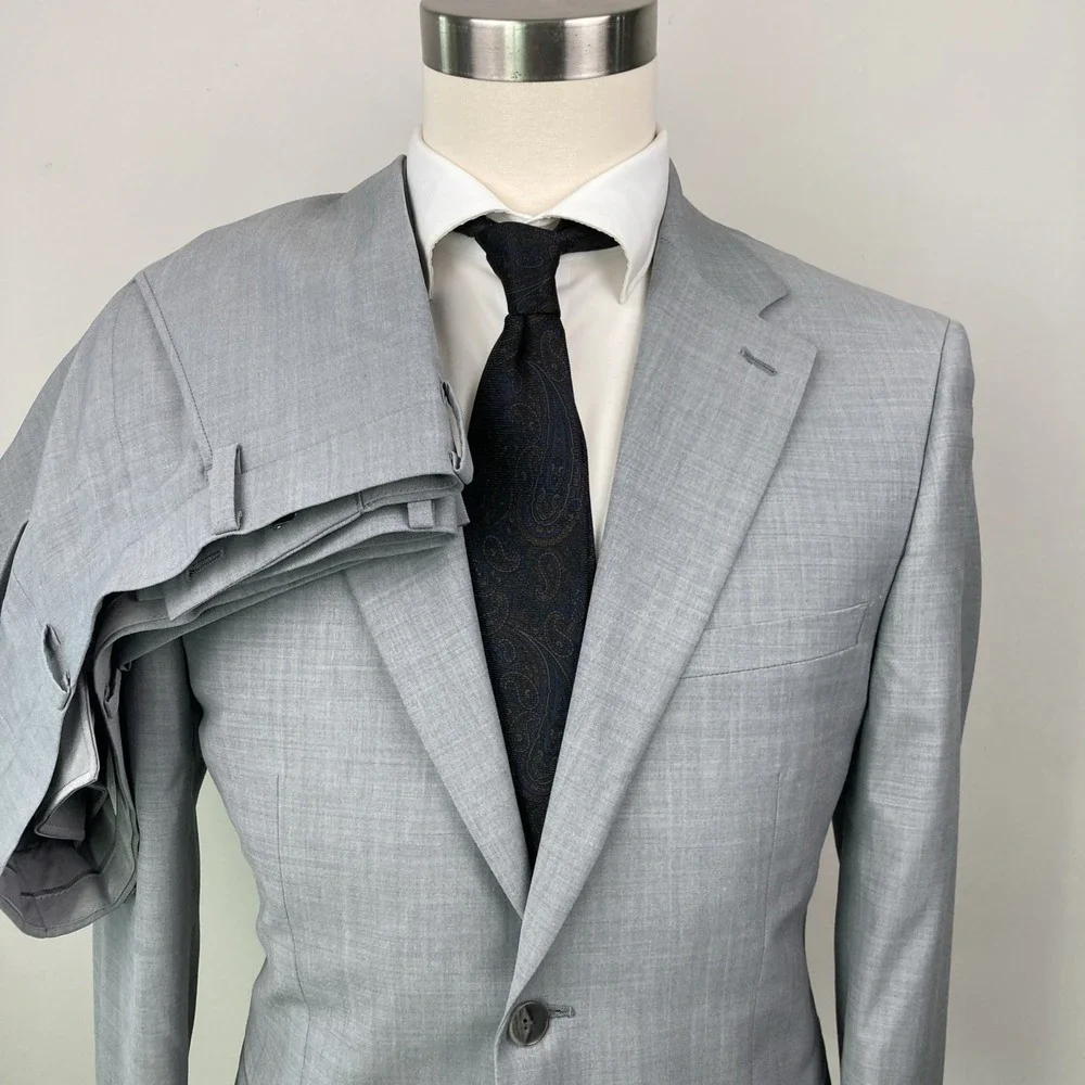 Calvin Klein Men's 2-pc Slim Fit Suit Jacket 42S Pants‎ 38W 32L Wool Blend Grey